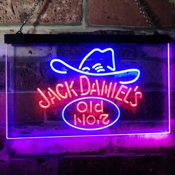 Jack Daniel's Cowboy Hat Old No7 Dual LED Neon Light Sign